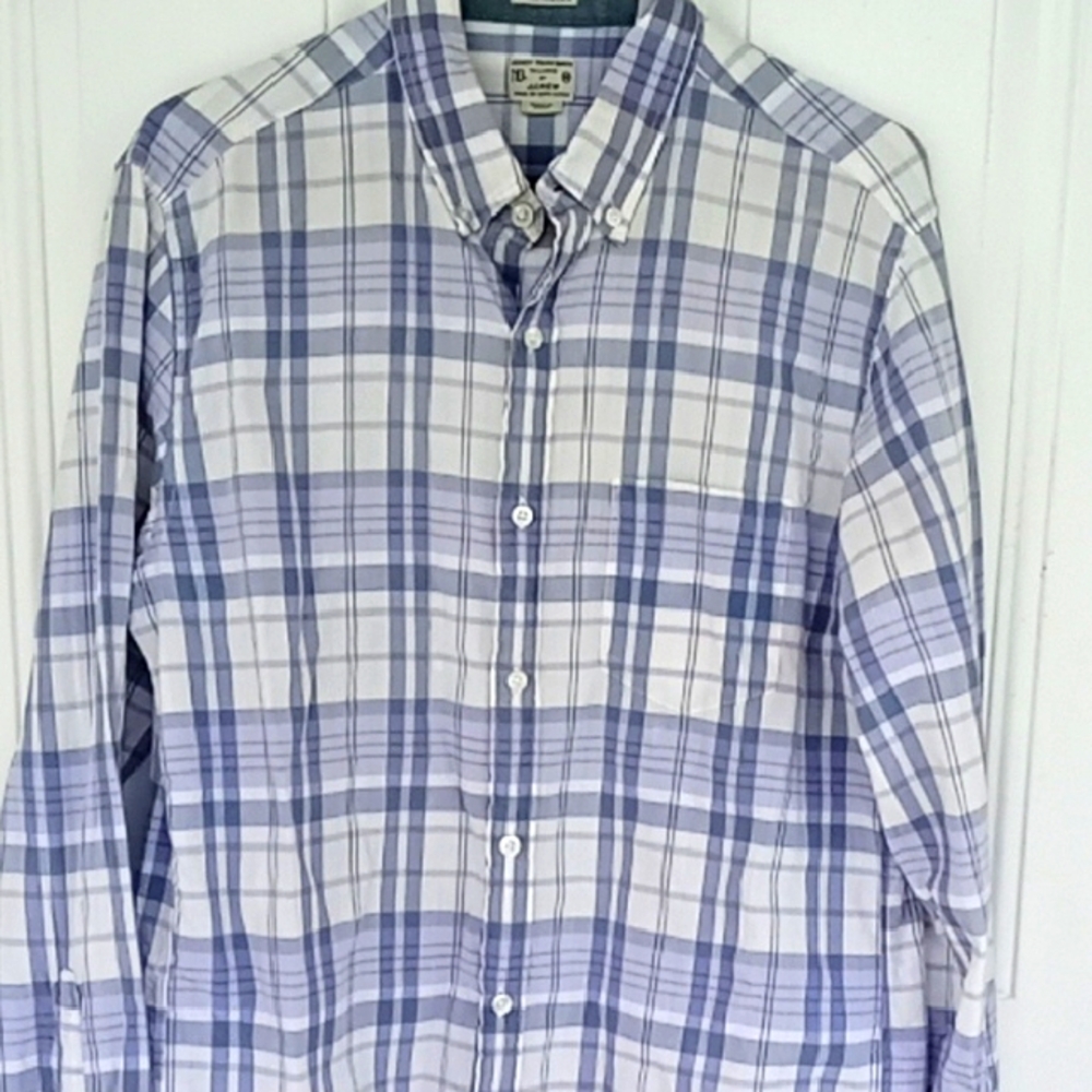 J Crew Classic Button Down Plaid Oxford Men's Shirt Preppy Work Casual Aesthetic